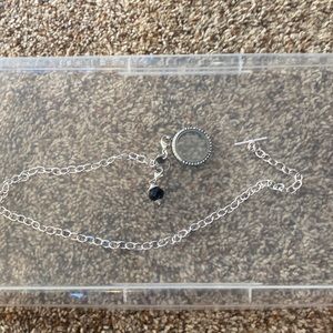 Origami owl necklace , clasp charm, rhinestone face (large)